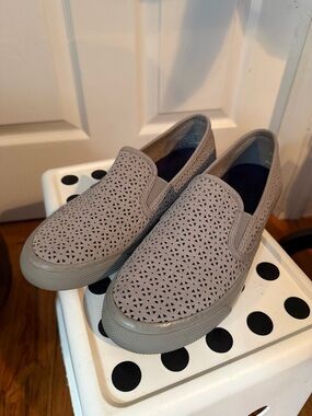 Sperry Taupe Laser-Cut Slip-On Sneakers